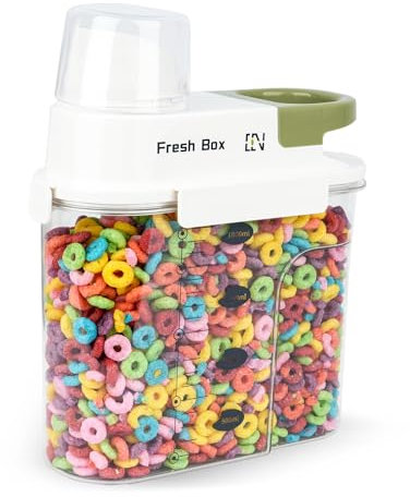 HQEUZ Tarro de almacenamiento de 1,8 L, hermético, caja de almacenamiento con vaso medidor para alimentos como frijoles, azúcar, arroz, nueces, aperitivos, dulces o alimentos para animales (M. verde)