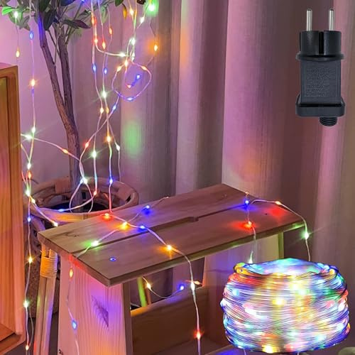 Hopelit Lichterkette Außen 40m 400LEDs Bunt, 8 Modi Lichterkette Innen mit Stecker Timer Speicherfunktion, IP67 Wasserdicht LED Lichtschlauch Outdoor für Garten Balkon Weihnachtsbaum