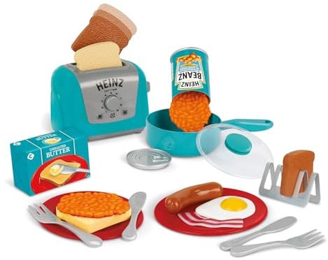 Casdon Heinz All-Day Breakfast Cook Set | 20-Piece Breakfast Play Set For Children Aged 2+ | Includes Official Licensed Heinz Toy Toaster And Squeezy Tomato Ketchup