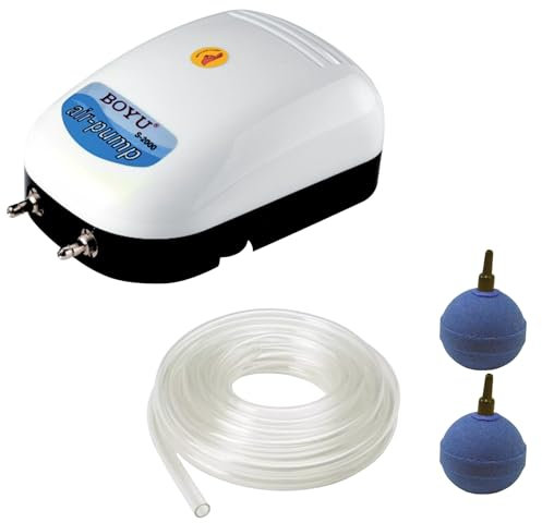 Air Pump for Aquarium & Hydroponics – Silent Oxygen Bubbler – Multiple Options (S-2000 (Pump Only))