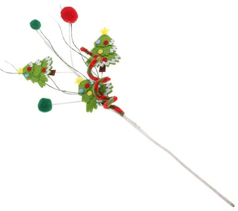 MAGICLULU Weihnachtszweige Wollglöckchen Zuckerstangen Wollzweig Christbaumspitzen Weihnachtsbaumschmuck Weihnachtsbaumstecker Weihnachtsbaumdekoration Pfefferminz Ornamente Zuckerstangen We