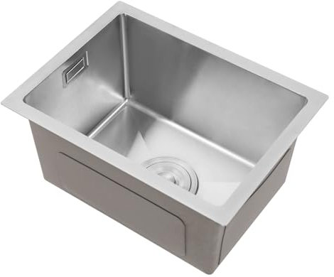 Fregadero empotrable de acero inoxidable, 30 x 40 x 20 cm, moderno, 1 lavabo rectangular, fregadero de acero inoxidable, pequeño (plata)