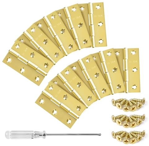 10 Scharniere Klappbar, 66×42×1mm Faltbar Gold Scharnier Edelstahl | 270° Scharnierband Klein mit 60 Stück Schrauben, Türscharniere für Türen, Fenster und Schränke
