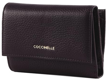 Coccinelle Leder Geldbörse Metallic Soft Wallet Grainy Leather Prune dunkelviolett
