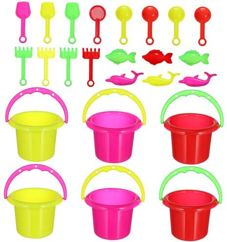 ZUNOXAZ 24Stücke Mini Eimer für Buntes Sandeimer Kreatives Strandspielzeug Hand Augen Koordination für Strandspaß und