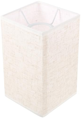 Beiger Stoff Lampenschirm E27 20x12x12cm für Tischlampe und Wand | Innenraum Lichtabdeckung aus Stoff und Metall, für Wohnzimmer oder Schlafzimmer, Warmes Lichtgefühl