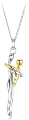 WRLCOVA S925 Sterling Silver Mother & Child Hug Necklace for Women | Adjustable 40+5cm Chain | Electroplated White Gold Pendant for Mother’s Day & Daily Wear
