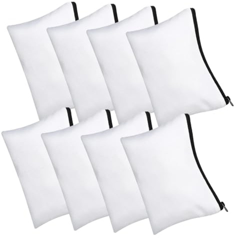VILLCASE Bolsa De Lona Cremallera para Sublimación y Maquillaje DIY 8 Piezas Pequeña Portátil Organizador De Cosméticos para Viaje y Uso Diario