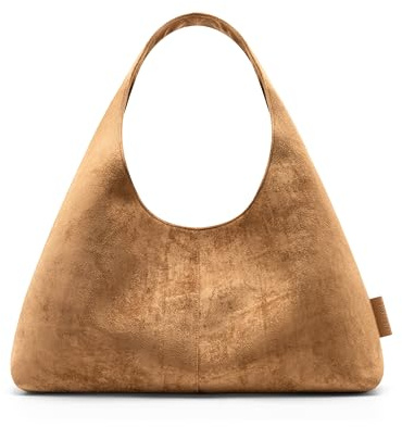 Expatrié Schultertasche Damen - Nora - Slouchy Hobo Bag Mittelgroß in Wildleder Optik - Handtasche für Arbeit, Uni, Everyday - Veganes Leder