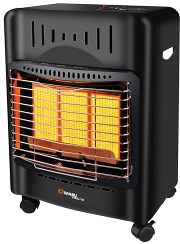 SANAU VULCAN 18,000 BTU High Performance Propane Heater for Garages, Workshops and Workplaces, Radiant Quiet with Safety Lock, Gas Regulator and Hose, Heats