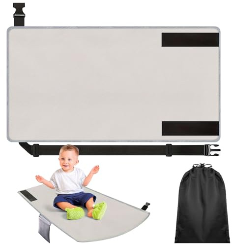 Sitzverlängerung Flugzeug Kinder, Grau Kinderflugzeug Reisehänge Tragbar 77 x 44 cm Kinderbett Flugzeug Tragbarer Atmungsaktive Reisebet Kinderfußhängematte für Flug, Schlaf, Auto