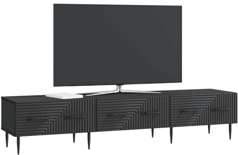 vidaXL TV-Schränk Schwarz 147 x 34,5 x 30 cm Holzwerkstoff, Wohnzimmeraufbewahrung, Vintage-Medienschrank, rechteckiger TV-Tisch, Möbel aus Holz, Unterhaltungsstation