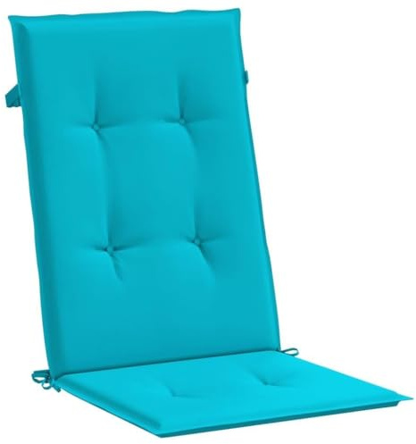 PUGYNBK Polyester Hochlehner Auflagen 4 Stück Türkis für Gartenmöbel, wasserfeste Stuhlauflagen mit Schaumstofffüllung, rutschfest durch Schnüre und Gummiband