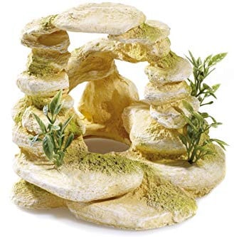 CLASSIC Sandstone Ring Aquarium Ornament 140 x 150 x 125mm Hand-Painted Non-Toxic Resin Decoration for Freshwater Tanks