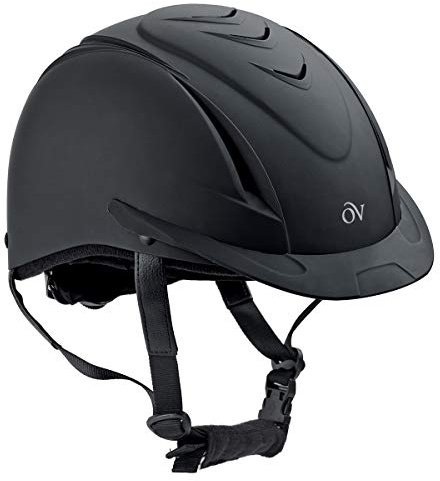 OVATION Adult Deluxe Schooler Riding Helmet - Lightweight Breathable Adjustable Equestrian Safety Helmet w/Removable Liner, Black Black Vents, Medium/Large