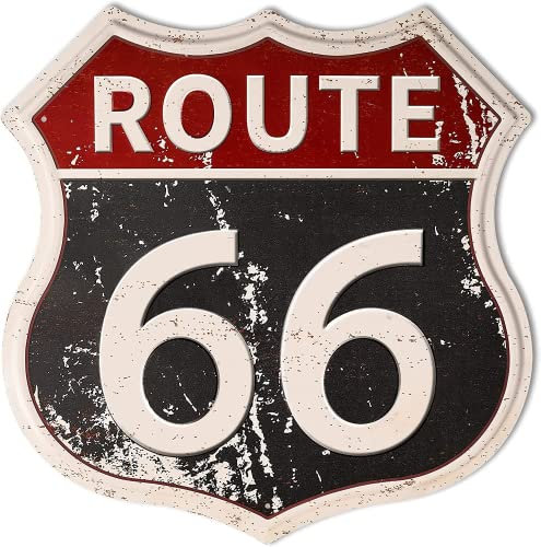 HANTAJANSS Route 66 Schilder, Vintage-Metall-Shop-Schild, U.S. 66 High Way Road Blechschild für Zuhause und Garage, Wanddekoration, 30,5 x 30,5 cm