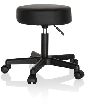hjh OFFICE 670926 Drehhocker Operator I Kunstleder Schwarz Hocker höhenverstellbar mit Rollen