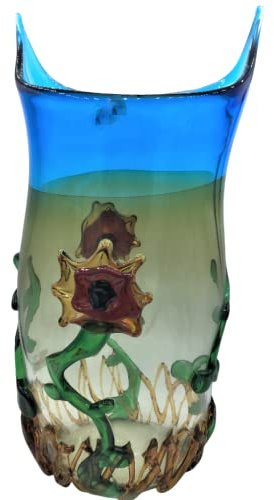 LE GEMME DI VENEZIA Bunte Vase aus Buntglas; handgefertigt in Murano-Glas, vollständig von der italienischen Maestri aus Glas