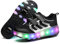 Lovelysi Unisex Jungen Mädchen LED Licht Skateboardschuhe mit Rollen Drucktaste Einstellbare,USB Wiederaufladbar,Inline Skates,Outdoor Sport Gymnastik Running Sneaker