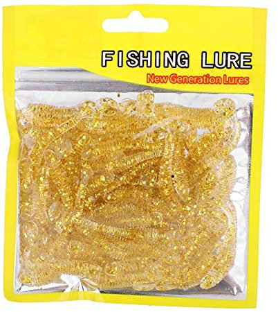 Huairdum Fischköder, 150 STÜCKE 5 cm Weichplastik Angelköder T-Schwanz Maden Wurm Köder Angelzubehör für Salzwasser Süßwasser Angeln(#2)