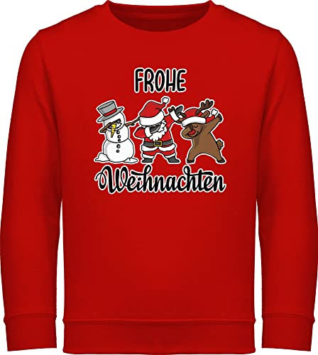 Sweatshirt Kinder Pullover für Jungen Mädchen - Frohe Weihnachten Dabbing I Weihnachtsmotiv - 152 (12/13 Jahre) - Rot - Weihnachtspullover weihnachtssweatshirt Christmas dab reitpullover