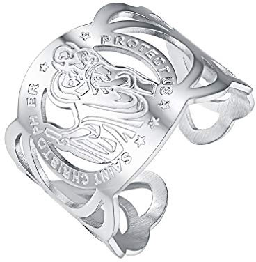 FaithHeart Erzengel Ring Herren Saint Christophorus Ring mit Geschenkebox für Herren und Männer