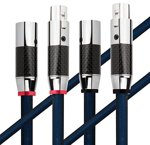 Monosaudio 17AWG Audiophile XLR Cables OFC Silver Plated Pair Female to Male Balanced Interconnect Cable Signal Cord Speaker Cables for Audio,Speakers,Subwoofers,Turntable,Amplifier,DAC(0.5M/1.6Ft)