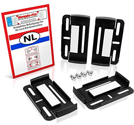 schildEVO Simple Fix NL | Kennzeichenhalter für NIEDERLANDE | Set für 2 Nummernschilder | Auto PKW Kfz | Kentekenplaathouder | Kenteken Clip