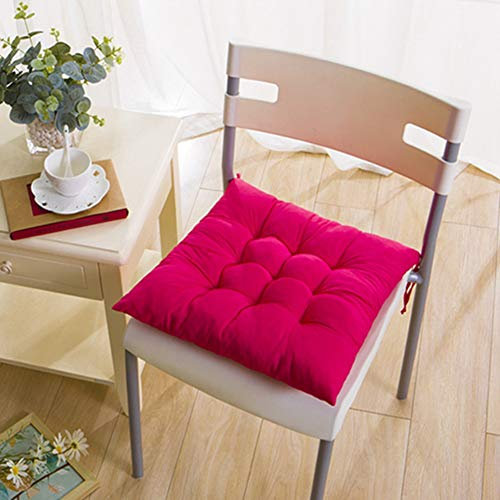 Egurs Galette de chaise avec liens 40 x 40 cm, couleur pure, rose rouge.