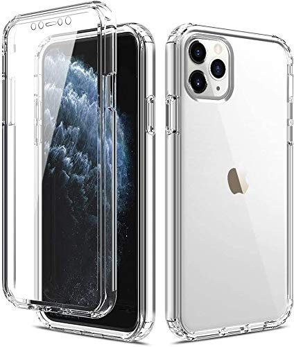 LAPOPNUT Kompatibel mit iPhone 12/iPhone 12 Pro Hülle 360 Grad Stoßfest Klar Handyhülle, Hart PC Zurück + Weich TPU Vorderseite Komplett Schutzhülle Bumper Transparent Case für iPhone 12/iPhone 12 Pro