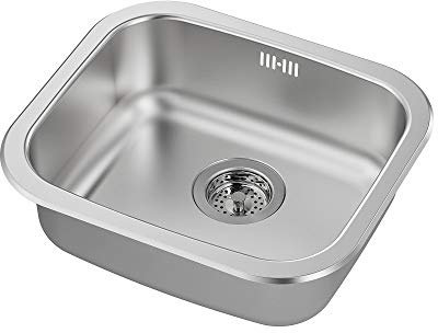 Fregadero empotrable rectangular de acero inoxidable, con rebosadero (40 x 46 x 15)