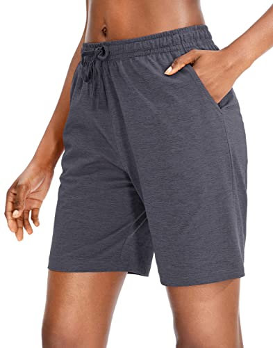 ANFTFH Kurze Sporthose Damen Yoga Shorts Sport Leggins Sporthose Kurze Yogahose Fitness Workout Tights Hohe Taille mit Taschen Charcoal M
