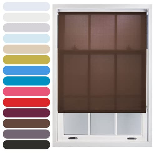 FURNISHED Tageslicht-Rollo, zuschneidbar, Fensterschutz, Nicht verdunkelnder Stoff, komplettes Rollo-Set für Küche, Wohnzimmer, Schlafzimmer, Mokka, 115 x 210 cm