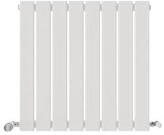 VeeBath Belgravia Radiator, Horizontal Single Flat Panel, Central Heating Wall Mounted/Upstanding Column Designer Radiators for Bathroom/Kitchen/Living Room with Angled Valve- 600x608mm,White