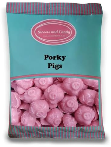Sweets and Candy® Porky Pigs 1Kg - Bulk 1 Kilo Bag of Retro Pink Porky Pigs - Creamy Strawberry Flavour Chocolate Candy Pieces with Cute Pig Faces - Great for sharing, gifting, or filling sweet jars