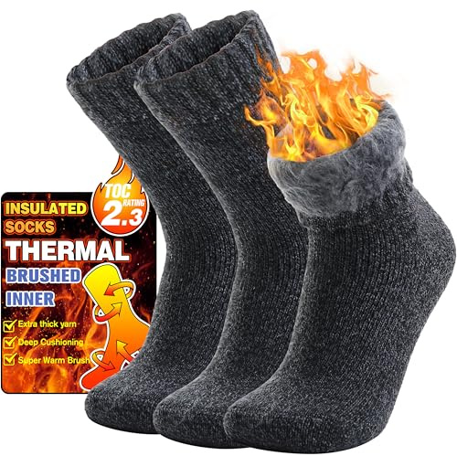 Welwoos Thermosocken für Damen Herren 3 Paar Warme Wintersocken Dicke Kuschelsocken Atmungsaktiv Skisocken Arbeitssocken