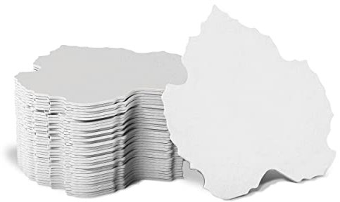 Bierdeckel Pappe Blanko I Untersetzer zum Bemalen Weinblatt (50 Stück) für Gläser I Weiße Bierfilz Rohlinge unbedruckt
