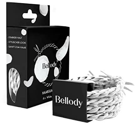 Bellody® Original Haargummis - Sundance Edition - Stylisch geflochtener Haargummi mit starkem Halt (4er Set - White Canyon) - Damen Haarschmuck in Weiß