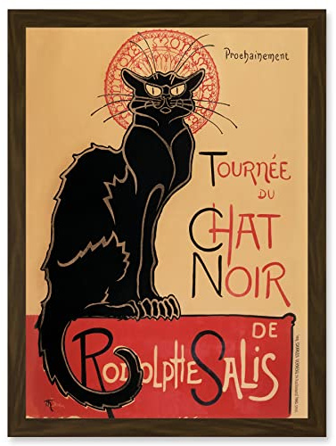 Artery8 French Vintage Advertising Tournee Du Chat Noir The Black Cat Rodolphe Salis Artwork Framed Wall Art Print A4