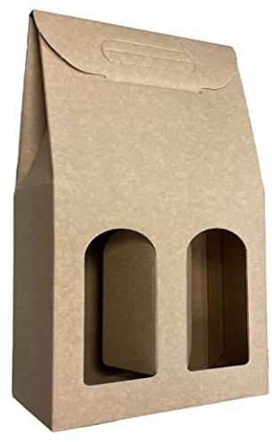 IMBALLAGGI 2000 -50 Brown Wine Boxes - Cardboard Boxes for Champagne Prosecco Wine Bottles - Pack of 2 Bottles - Ideal for Christmas and Special Occasions
