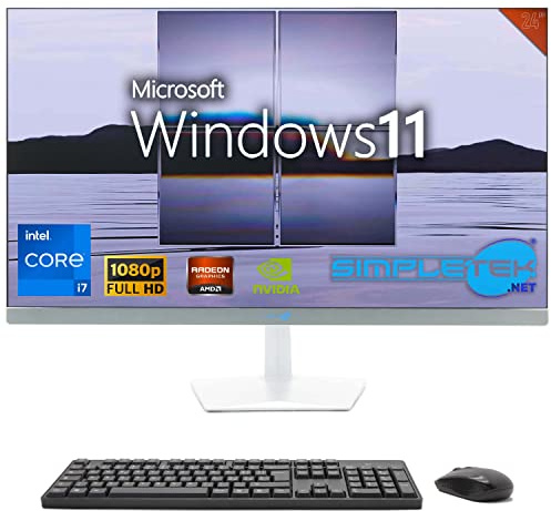 SIMPLETEK - All-in-One 24 FHD 60Hz Core i7 Windows 11 | Grafikkarte RX550 4GB | 16GB RAM SSD 960GB | Arbeit, Gaming