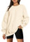 Timuspo Pull femme surdimensionné manches longues polaire col rond sweat-shirt automne hiver femmes filles vêtements ample hauts, Abricot, XL