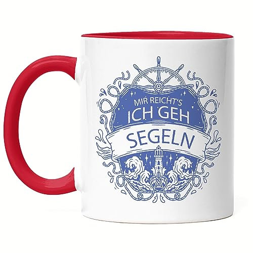 Hey!Print Mir reicht's Ich geh Segeln Tasse Rot Segler Geschenk Papa Vater Segelboot Katamaran