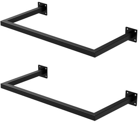 ML-Design 2er Set Kleiderstange Rechteck für die Wand, T30cm x B60cm, Schwarz, aus Stahl, Garderobenstange U-Form, Kleiderständer Wandmontage, Kleidergestell Garderobenhalter, inkl. Montagematerial