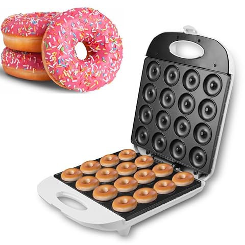 KUMIAO Mini Donut Maker - Nonstick Baking Machine for 16 Mini Doughnuts at a Time - Perfect for Snacks, Entertaining, and Kids - Modern, Stainless Steel, PFOA Free