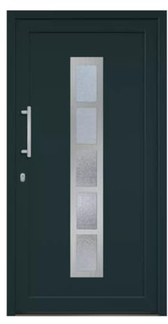 HORI® Haustür Eingangstür Komplettset – Robuste Hauseingangstür mit moderner Optik, hoher Wärmedämmung & Sicherheit, I Farbe: anthrazit (innen weiß) I DIN links I Modell: Frame I 210 x 110 cm