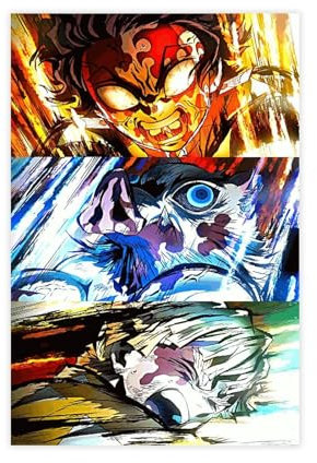 FrySky Tanjiro Zenitsu Inosuke Dämonentöter-Poster, Leinwand-Poster, Schlafzimmer-Dekor, Sportlandschaft, Büro, Raumdekoration, Geschenk, ungerahmt, 30 x 45 cm