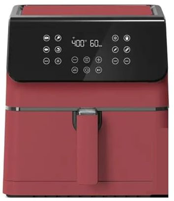 Alimentos esenciales y ayudantes familiares Smart Air Fryer Freidora eléctrica 12 en 1 Air Fryer Control de voz 5.8L Asistente inteligente Disfrute de la vida (Color: Rojo)