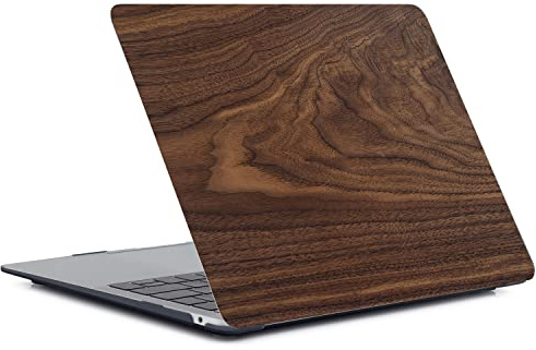 Hülle Kompatibel mit Neues MacBook Air 13 Zoll Modell A1932 A2179 A2337 M1 Freisetzung 2020 2019 2018 mit Retina Display and Touch ID, Gedrucktes Muster Plastik Hartschale Matt Case, Holz