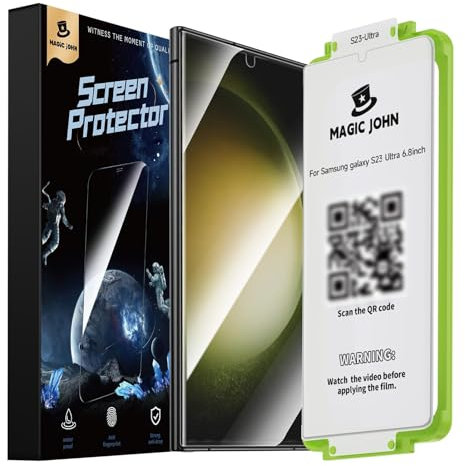 MAGIC JOHN 2 Stück für Samsung Galaxy S23 Ultra Flexibler TPU für Bildschirmschutz (6,8 Zoll), Auto-Dust-Eliminierung, 7H, HD Klar, Bläschenfrei, Einfache Installation